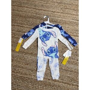Disney Stitch Pajamas Kids 18 Month Piece Set Cotton Sleepwear Navy White Unisex